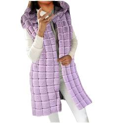 Kunstpelze Weste Damen Elegant Einfarbig Steppweste Lange Ärmellose Fellweste Dicke Warme Pelzmantel Große Größen Pelzweste Winterjacke Winter Kunstfell Jacke Faux Fur Mantel Felljacke Pelzjacke von TRIGLICOLEUM