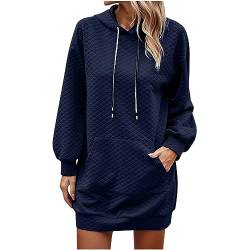 Lange Hoodie Damen Einfarbig Kapuzenpullove Langarm Sweatshirt Kapuzen Modische Hoody Oberteile Lockerer Bequeme Kapuzenpulli Herbst Winter Pullover Langarmshirt Sweatshirts mit Tasche für Frauen von TRIGLICOLEUM