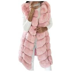 Lange Kunstpelze Weste Damen Elegant Ärmellose Steppweste Einfarbig Fellweste Dicke Warme Pelzmantel Große Größen Pelzweste Winterjacke Winter Kunstfell Jacke Faux Fur Mantel Felljacke Pelzjacke von TRIGLICOLEUM