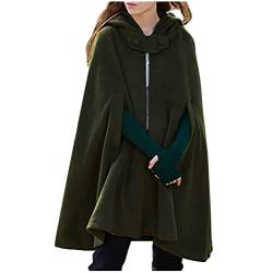 Lange Umhang mit Kapuze DamenVintage Einfarbig Poncho RobeHalloween KostümLeichte TrenchcoatWinddichte JackeCape MantelOpen Front StrickjackeMittelalterliche KleidungHerbst Winter Outwear von TRIGLICOLEUM