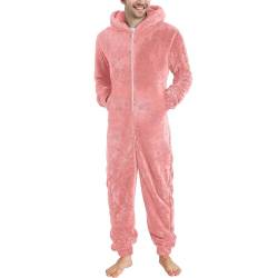 Meine bestellungen anzeigen Jumpsuit Herren Teddy Fleece Schlafanzug Einteiler Onesie Lang Winter Fluffy Pyjama Kuschelig Overall mit Kapuze Große Größe Plüsch Nachtwäsche Warm Flauschig Schlafoverall von TRIGLICOLEUM