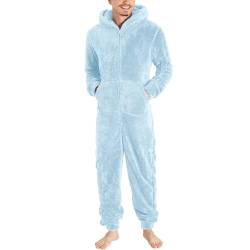 Meine bestellungen anzeigen Jumpsuit Herren Teddy Fleece Schlafanzug Einteiler Onesie Lang Winter Fluffy Pyjama Kuschelig Overall mit Kapuze Große Größe Plüsch Nachtwäsche Warm Flauschig Schlafoverall von TRIGLICOLEUM