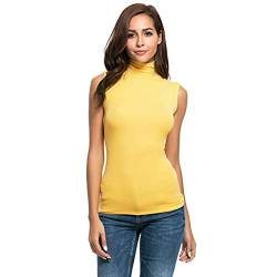 Rollkragenshirt Damen Sexy Ärmerlos Rolli Top Rollkragen Weste Sommer Tshirt Einfarbig Basic Tanktop Y2K Oberteile Turtleneck Pullover Slim Fit Shirt Enge Tanktops Leichte Tee Tops Streetwear von TRIGLICOLEUM