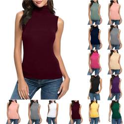 Rollkragenshirt Damen Sexy Ärmerlos Rolli Top Rollkragen Weste Sommer Tshirt Einfarbig Basic Tanktop Y2K Oberteile Turtleneck Pullover Slim Fit Shirt Enge Tanktops Leichte Tee Tops Streetwear von TRIGLICOLEUM