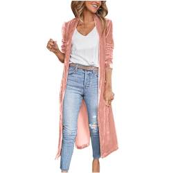 Samt Cardigan Damen Elegant Einfarbige Trenchcoat Lang Samtjacke Langarm Revers Jacke Winter Windbreaker Strickjacke Übergangsjacke Leicht Windjacke Warme Mantel mit Taschen Black Friday Angebote 2023 von TRIGLICOLEUM