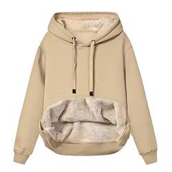 Sweatshirt Damen Gefüttert Warm Fleece Pullover Kapuzenpullover Sweatjacke mit Kapuze Hoodie Langarm Oversized Einfarbig Hooded Pulli Oberteile Teddy Langarmshirt Winter Kapuzenjacke Fleecepullover von TRIGLICOLEUM