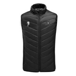 TRIGLICOLEUM Beheizte Weste Damen Herren 9 Heizzonen Beheizbare Jacke USB Eletriksche Heizweste 3 Einstellbar Temperatur Wärmeweste Unisex Ärmellose Vest für Jagd Camping Skifahren (Ohne Akku) von TRIGLICOLEUM