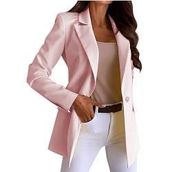 TRIGLICOLEUM Damen Oberteile Eleganter Einfarbiger Anzug Umlegekragen Jacke Einreihiger Mantel Schlanke Oberbekleidung Langarm Blazer (rosa, XL) von TRIGLICOLEUM