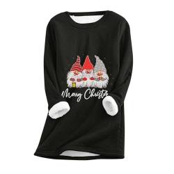 Weihnachten Sweatshirt Damen Ohne Kapuze Fleece Weihnachtspullover Rundhals Pullover Rot Weinglas Muster Oberteile Winter Plüsch Longpullover Dicke Warme Langarmshirt Übergröße Tops Weihnachtspulli von TRIGLICOLEUM