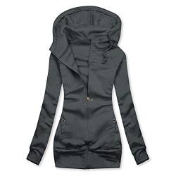 Winterjacke Damen Elegant Lang Jacke mit Kapuze Winter Rollkragen Kapuzenjacke Farbblock Patchwork Mantel Langarm Übergangsjacke Reißverschlus Wintermantel Trenchcoat Taschen Herbst Warme Outdoorjacke von TRIGLICOLEUM