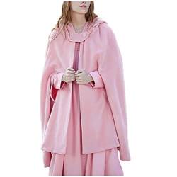 Wollen Umhang mit Kapuze Damen Vintage Einfarbig Poncho Robe Halloween Kostüm Leichte Trenchcoat Winddichte Jacke Cape Mantel Open Front Strickjacke Mittelalterliche Kleidung Herbst Winter Outwear von TRIGLICOLEUM