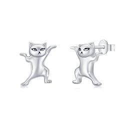 Katzen Ohrstecker 925 Sterling Silber Katzen Ohrringe Tiere Ohrringe Hypoallergen Katzen Schmuck Lustige Katze Ohrringe Geschenk für Katzen liebhaber mädchen Freundin Damen von TRISHULA