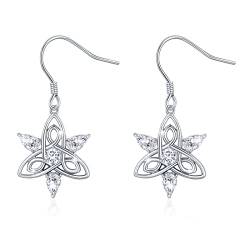 TRISHULA Keltische Ohrringe 925 Sterling Silber Sterne Ohrringe Hypoallergene Zirkonia Ohrringe Keltische Schmuck Geschenke für Damen Mädchen Frauen Kinder von TRISHULA