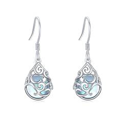 TRISHULA Mondstein Ohrringe 925 Sterling Silber Hängeohrringe Hypoallergene Mond und Stern Schmuck Geschenk für Damen Frauen Mädchen von TRISHULA