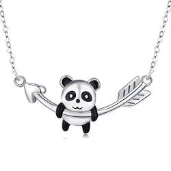 TRISHULA Panda Kette 925 Sterling Silber Tier Halskette Panda Anhänger Panda Schmuck Geschenk für Damen Frauen Mädchen Kinder von TRISHULA