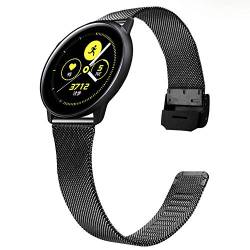 TRISTRAPS 20mm Ersatz Uhrenarmband Kompatibel mit Huawei/Sumsung Watch, Mesh Gewebt Edelstahl Uhrenarmband Metall Schnellwechsel für Frauen (20mm, Schwarz) von TRISTRAPS