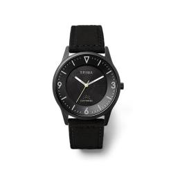 TRIWA Armbanduhr Solar Watch - Recycled Strap Black, minimalistisches Design, Solaruhr, bis zu 5 bar wasserdicht, schwarz, Armband aus PET-Nylon, Gehäusegröße: 38mm von TRIWA