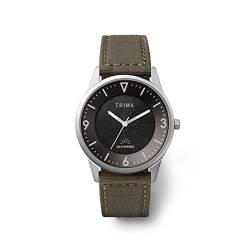 TRIWA Armbanduhr Solar Watch - Recycled Strap Green, minimalistisches Design, Solaruhr, bis zu 5 bar wasserdicht, grün, Armband aus PET-Nylon, Gehäusegröße: 38mm von TRIWA