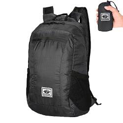 TRIWONDER 20L Rucksack, Leichter Daypack, Praktischer Faltbarer Backpack für Camping Outdoor Wandern (Schwarz - 20L) von TRIWONDER