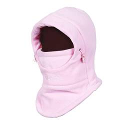 TRIWONDER Kinder Balaclava Winter Mütze mit Winterschal, Warmen Kapuzenschal Gesichtsmaske für Jungen Mädchen Outdoor Sport (Rosa) von TRIWONDER