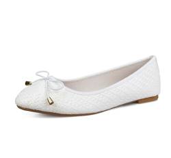 TIREORIAE-Ballerina Schuhe für Damen, Bequeme Frauen Flats Weiß 37 von TRIWORIAE