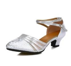 TRIWORIAE-Damen Latein Tanzschuhe Salsa Glitzer Bachata Schuhe Damen Hochzeit Tanzende Schuhe Silber 39 von TRIWORIAE