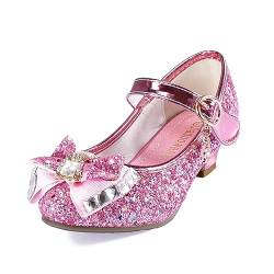 TRIWORIAE-Prinzessin Schuhe Mädchen Glitzer Schuhe Kinder Stöckelschuhe Mädchen Pailletten Prinzessin Cosplay Schuhe Partys Hochzeiten Klett Sandalen Elegante Mädchen Schuhe mit Absatz Rosa 28 von TRIWORIAE