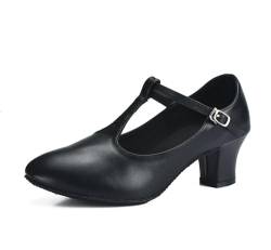 TRIWORIAE-Tanzschuhe mit Absatz für Damen oder Mädchen, Mary Jane-Schuhe für Moderner Tanz, Standard, Ballsaal Tanzschuhe Schwarz 38EU von TRIWORIAE