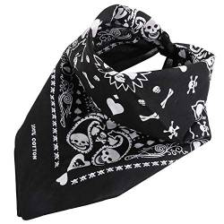 TRIXES Bandana schwarz mit weißen Schädel beidseitig Design-Kopftuch von TRIXES