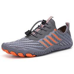 TRNL Barfussschuhe， Herren Damen Paar Wasserschuhe， Schnell Trocknende Sommer Aqua Schuhe Unisex Barfußschuhe Zum Schwimmen, Yoga, Surfen(44/45, Gray) von TRNL