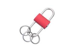 TROIKA Schlüsselanhänger CONNECTED Schlüsselhalter rot raffinierter Karabiner Ausklinkmechanismus, inkl. 3 Schlüsselringe hochqualitativer keyring solides Metall Chrome Geschenkverpackung Original von TROIKA