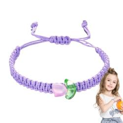 TROONZ Handgefertigtes gewebtes Stoffarmband, gewebtes handgefertigtes Armbandseil - Geflochtene Armbänder mit Blumen-Tulpen-Schnur - Handgefertigte geflochtene Seilarmbänder für Mädchen und Frauen von TROONZ