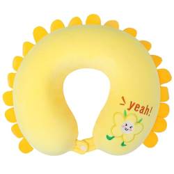 Reisekissen Kopfstütze Sonnenblume Schlafkissen für Kinder und Erwachsene,Nackenkissen Reise für Flugzeugstuhl, Zuhause und Büro Schlafkissen (Gelb) von TROYSINC