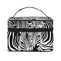 Abstrakter Tier-Zebra-Druck, Make-up-Tasche, Kosmetiktasche, tragbare Reise-Kulturtasche, Federmäppchen von TRUIGYN