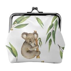 Animal Foundation Natur Blätter und Koala, Leder-Geldbörsen, Geldbörsen, Leder-Wechseltasche mit Kussverschluss-Schnalle von TRUIGYN