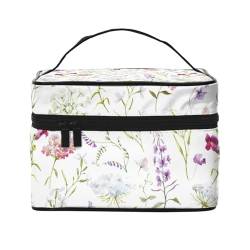 Aquarell-Blumenwildblumen, Make-up-Tasche, Kosmetiktasche, tragbare Reise-Kulturtasche, Federmäppchen von TRUIGYN