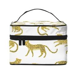 Cartoon-Leopard, Make-up-Tasche, Kosmetiktasche, tragbare Reise-Kulturtasche, Federmäppchen von TRUIGYN