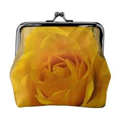 Gelbe Rosenblätter, Leder-Geldbörsen, Geldbörsen, Leder-Wechseltasche mit Kussverschluss-Schnalle von TRUIGYN