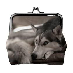 Husky-Hund 1, Leder-Geldbörsen, Geldbörsen, Leder-Wechseltasche mit Kussverschluss-Schnalle von TRUIGYN