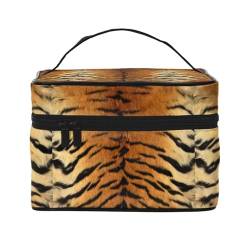Künstliches Sibirisches Tigerfell, Make-up-Tasche, Kosmetiktasche, tragbare Reise-Kulturtasche, Federmäppchen von TRUIGYN