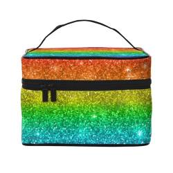 Mehrfarbiger Regenbogenglitter, Make-up-Tasche, Kosmetiktasche, tragbare Reise-Kulturtasche, Federmäppchen von TRUIGYN