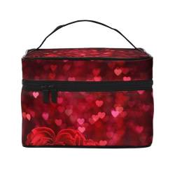 Rote Rose Bedruckt, Make-up-Tasche, Kosmetiktasche, tragbare Reise-Kulturtasche, Federmäppchen von TRUIGYN