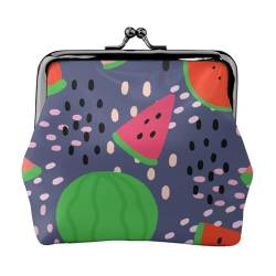Sommerfrucht-Wassermelonen-Design, Leder-Geldbörsen, Geldbörsen, Leder-Wechseltasche mit Kussverschluss-Schnalle von TRUIGYN