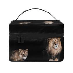 Wilder Löwe und Tiger, Make-up-Tasche, Kosmetiktasche, tragbare Reise-Kulturtasche, Federmäppchen von TRUIGYN