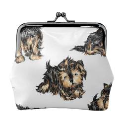 Yorkshire Terrier 1, Leder-Geldbörsen, Geldbörsen, Leder-Wechseltasche mit Kussverschluss-Schnalle von TRUIGYN