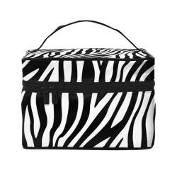 Zebrastreifen-Design, Make-up-Tasche, Kosmetiktasche, tragbare Reise-Kulturtasche, Federmäppchen von TRUIGYN