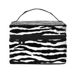 Zebrastreifen schwarz-weiße Tiere, Make-up-Tasche, Kosmetiktasche, tragbare Reise-Kulturtasche, Federmäppchen von TRUIGYN
