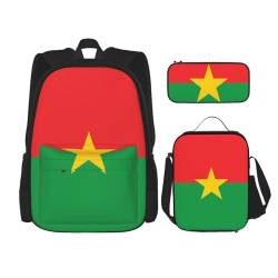 TRUKD Rucksack für Studenten, Flagge von Burkina Faso, Tasche für Schule, Jungen, Mädchen, Tagesrucksack, Federmäppchen, Lunch-Tasche, Kombination, Flagge Burkina Faso, Einheitsgröße, Tagesrucksack von TRUKD