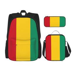 TRUKD Rucksack für Studenten, Flagge von Jamaika, Tasche für Schule, Jungen, Mädchen, Tagesrucksack, Federmäppchen, Lunch-Tasche, Kombination, Flagge von Guinea, Einheitsgröße, Tagesrucksack von TRUKD