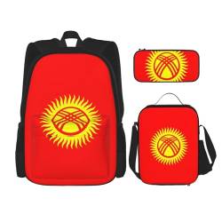TRUKD Rucksack für Studenten, Flagge von Lipetsk, Tasche für Schule, Jungen, Mädchen, Tagesrucksack, Federmäppchen, Lunch-Tasche, Kombination, Flagge Kirgisistans, Einheitsgröße, Tagesrucksäcke von TRUKD